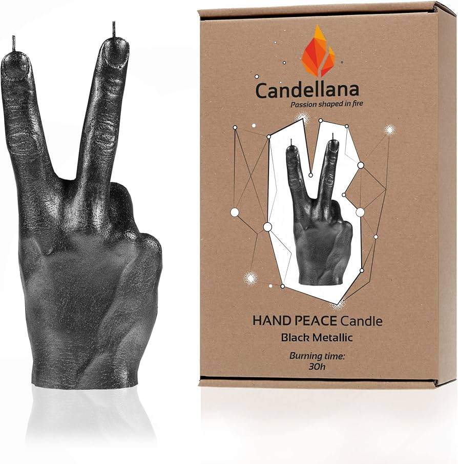 Candellana Vredesteken Kaars - Zwart Metallic Handgemaakte Decoratieve Kaars 20cm