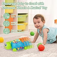 Vista 2 de KWYZ Baby Toys 6-12 Months, Musical Turtle Crawling Baby Toys for 12-18 Months, Tummy Time Toys with Light & Sound, Infant Toy 0-3 3-6 6-18M