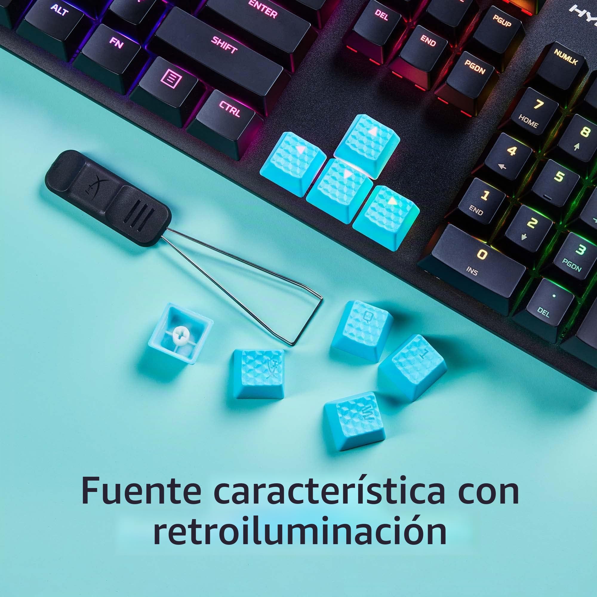 HyperX Teclas de Goma - Kit de Accesorios para Juegos, 19 Teclas, diseño inglés (EE. UU.), Azul