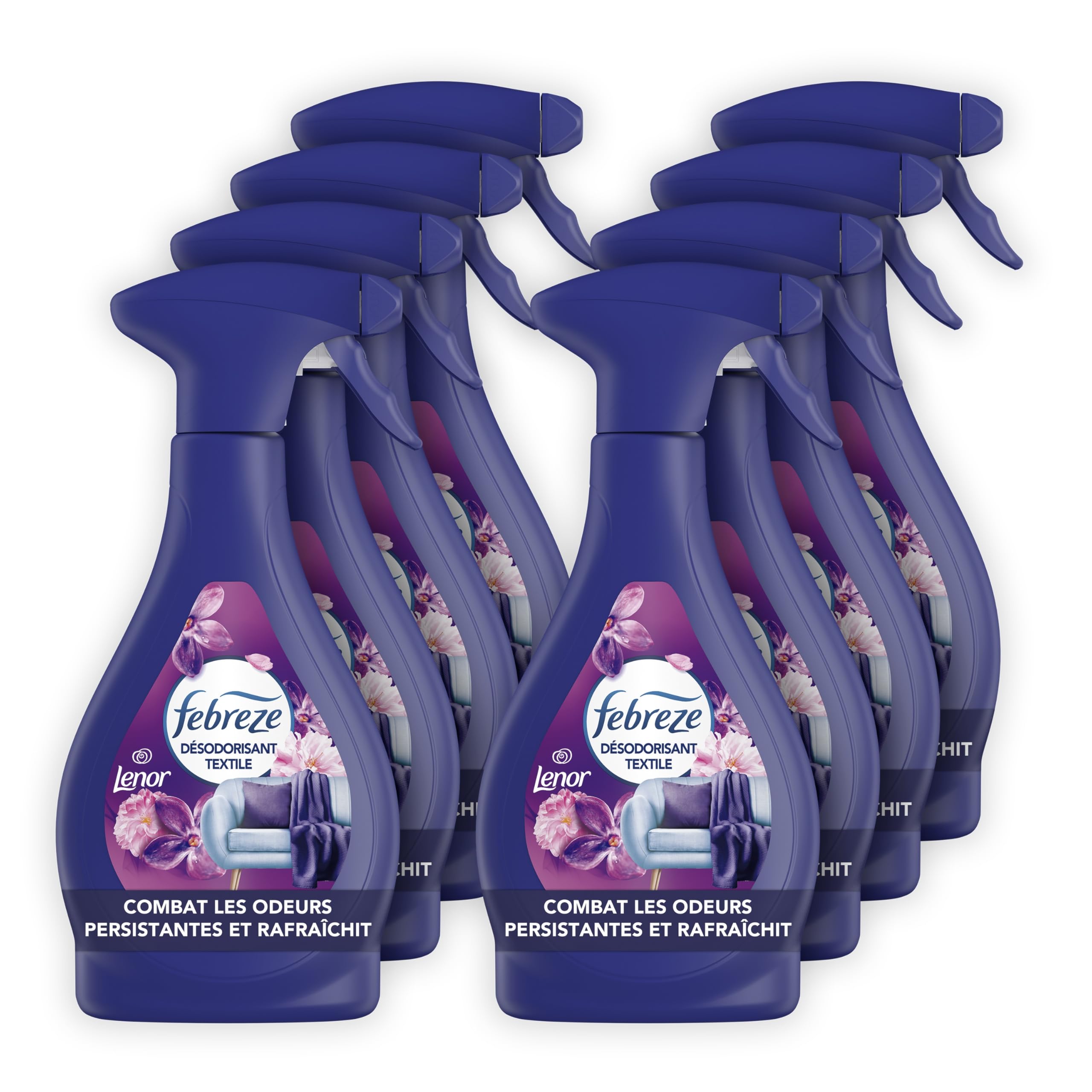 Febreze Spray Désodorisant Textile (500ml x8), Bouquet Floral de Lenor, Combat Les Odeurs Emprisonnées Dans Les Tissus, Laisse Un Parfum Frais | Bouquet Floral de Lenor. Combat Les Odeurs Emprisonnées Dans Les Tissus, Laisse Un Parfum Frais