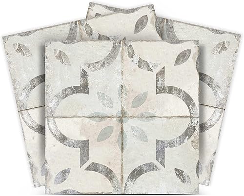 MI ALMA Backsplash - Azulejos para decoración del hogar, azulejos fáciles de instalar para cocina y baño, color gris y marfil (6 x 6 pulgadas)