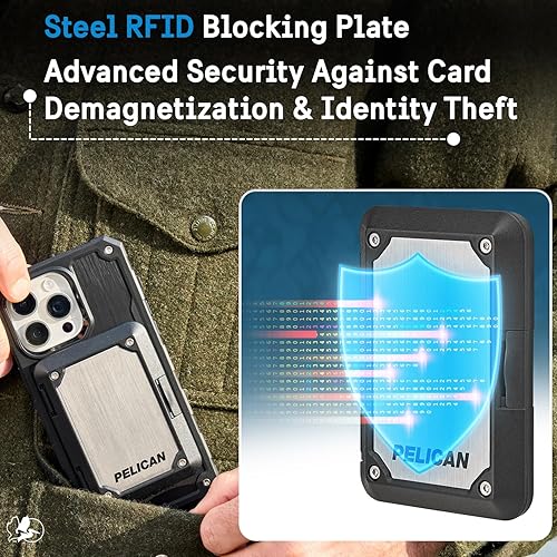 Miniatura 10 de Pelican - Cartera magnética para iPhone tarjetero bloqueo RFID Cartera MagSafe resistente MIL-STD Snap-on - Cartera magnética rígida desmontable