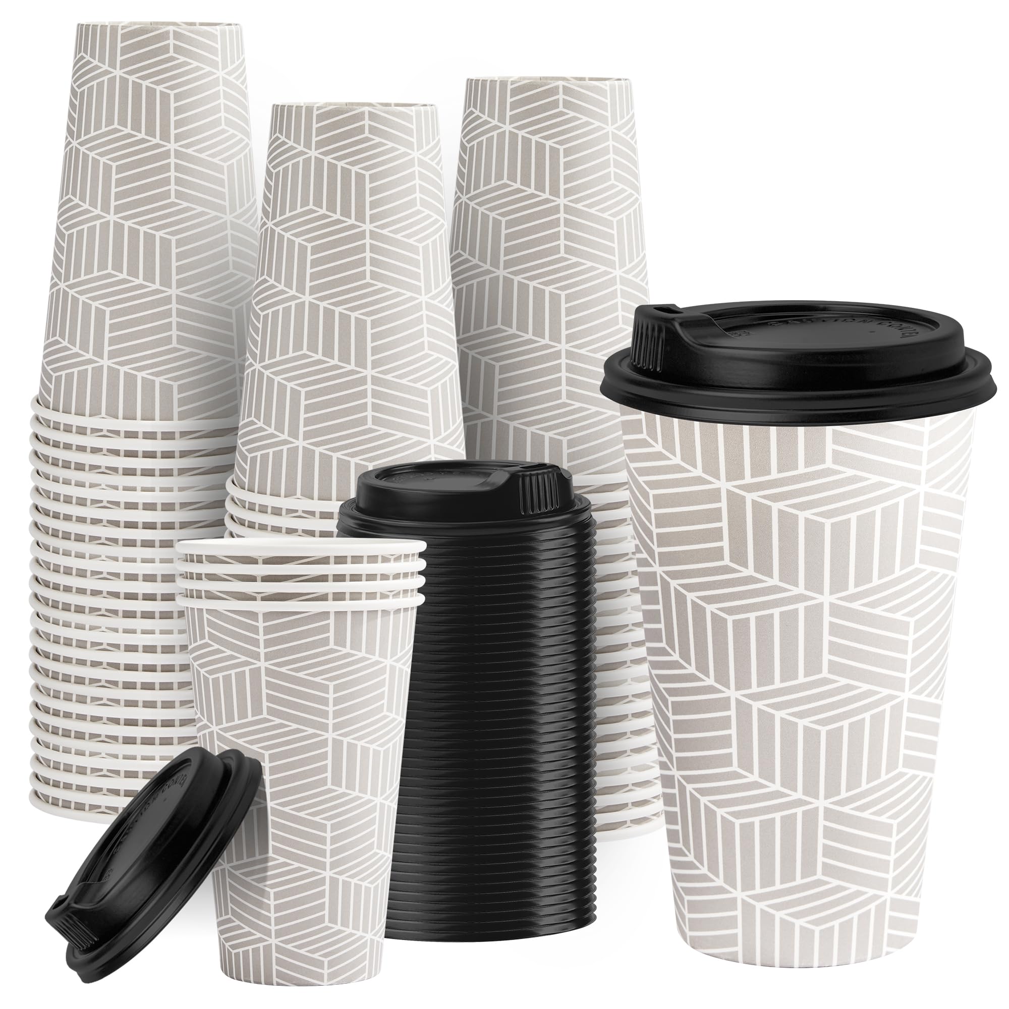RACETOP 12 oz Paper Coffee Cups with Lids & Sleeves, 100 Pack — Amazon image 15
