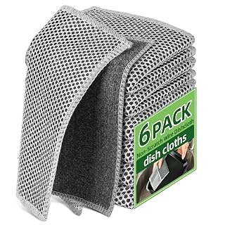Stainless Steel Scrubber and Cleaning Rags - Non Scratch Wire Dishcloth for Washing Dishes, Durable Steel Wool Scrubber and Kitchen Dish Towels (New 6pcs) - Amazon product rated Grade A