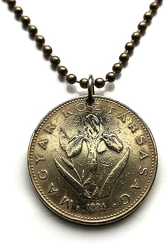 1994 Hungary Magyar 20 Forint coin pendant jewelry Hungarian iris flower Budapest Debrecen Szeged Miskolc Pécs Gyr Óbuda Tolna Matyó Hollók