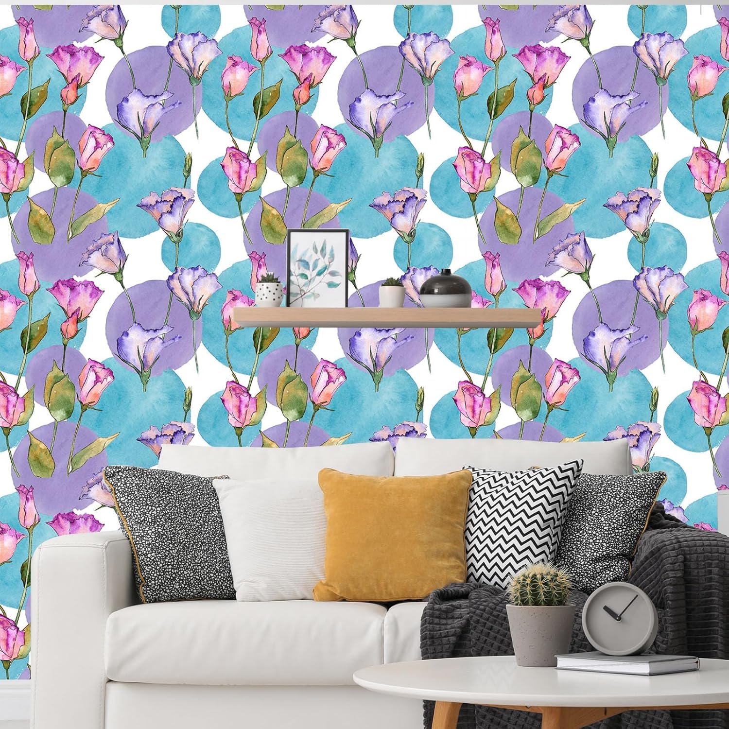 Large Floral Peel and Stick Wallpaper Contact Paper Removable Leaf Boho Easy Peel Off Vinyl Wall Paper Self Adhesive for Bedroom Living Cabinet Room 17.7in x 32.8ft