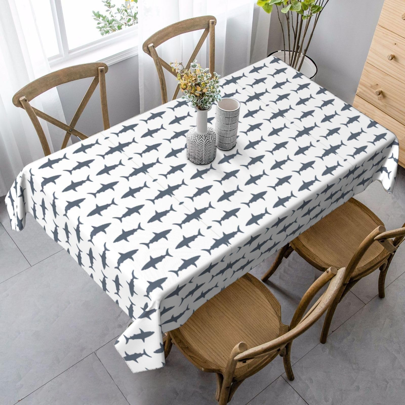 Nappe imprimé poisson et requin pour protection de table de dîner