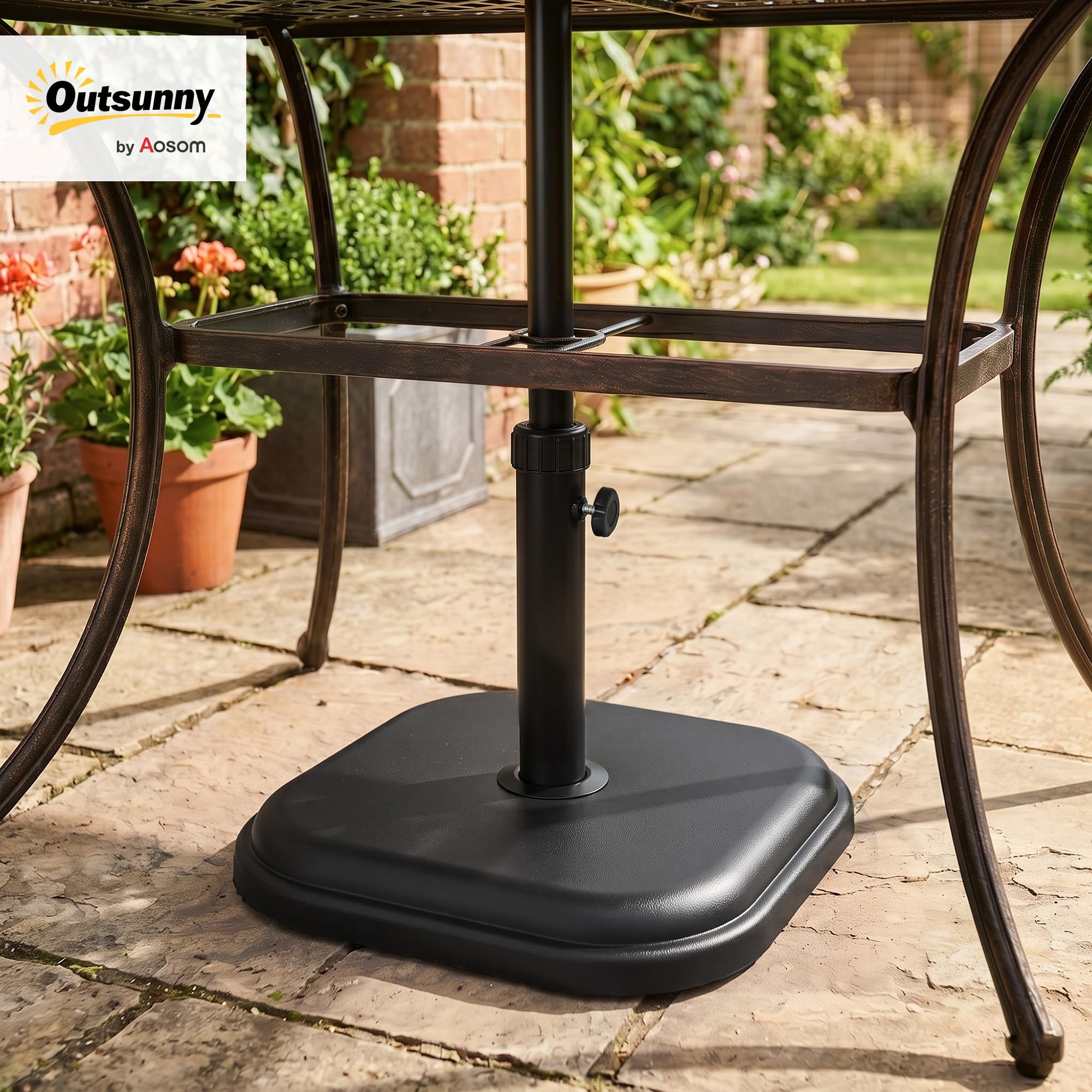 Outsunny Base de Sombrilla de Jardín Peso 11kg Ø32-38 mm 36x36x31 cm Negro | Soporte para Parasol de Cemento, para Mástil, para Terraza Patio Exterior