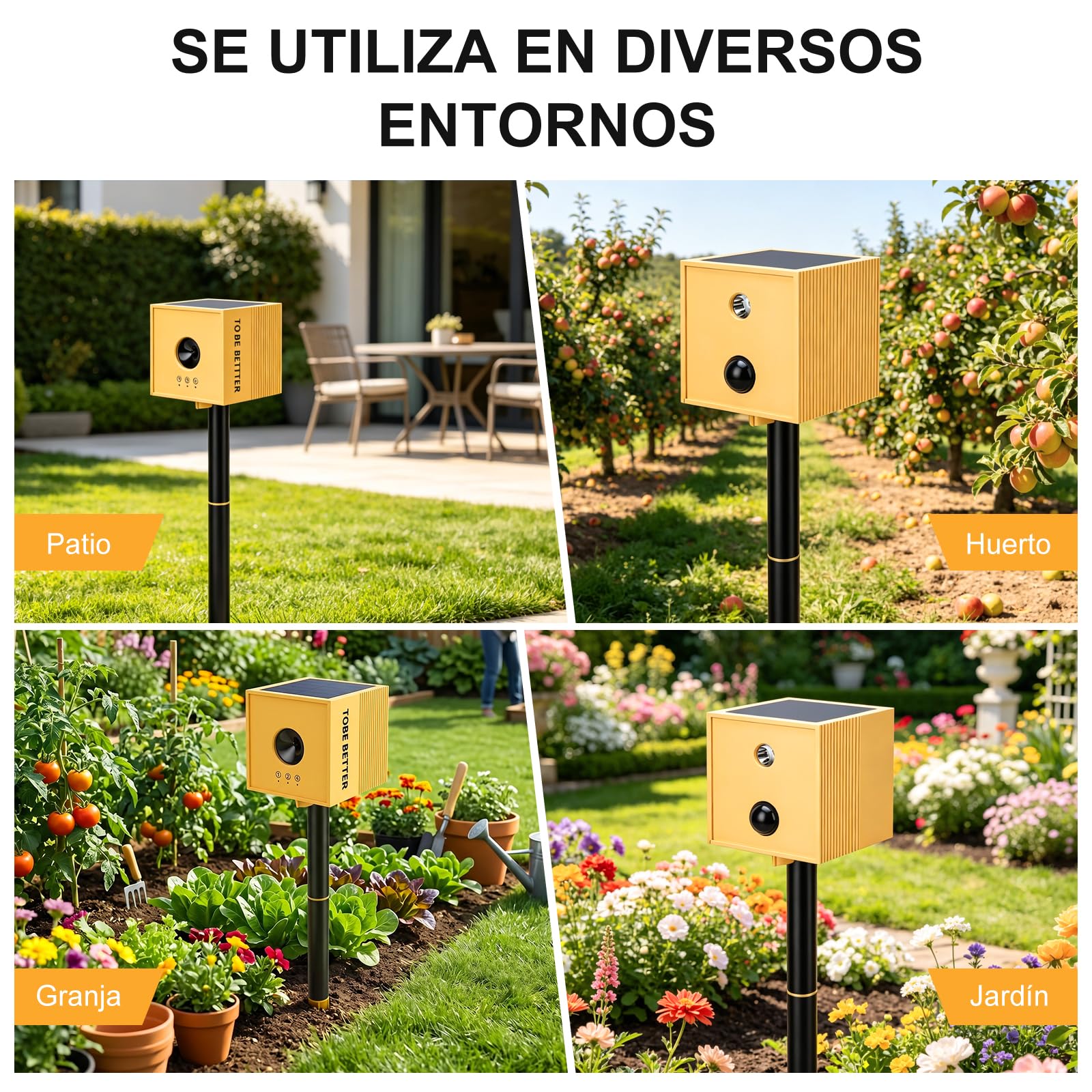Dissuasore per uccelli e gatti a ultrasuoni solare, sensore di movimento a infrarossi e luce LED, batteria ricaricabile da 1200 mAh, resistente alle intemperie, per giardino, cortile e