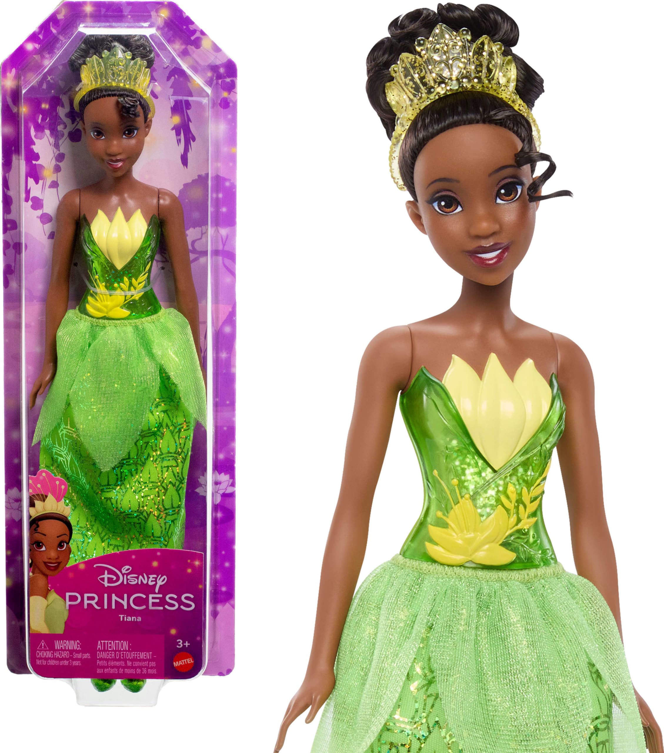 Disney Princess Mattel Dolls, Tiana Posable Fashion Doll with Sparkling Clothing&Accessories, Movie Toys?????