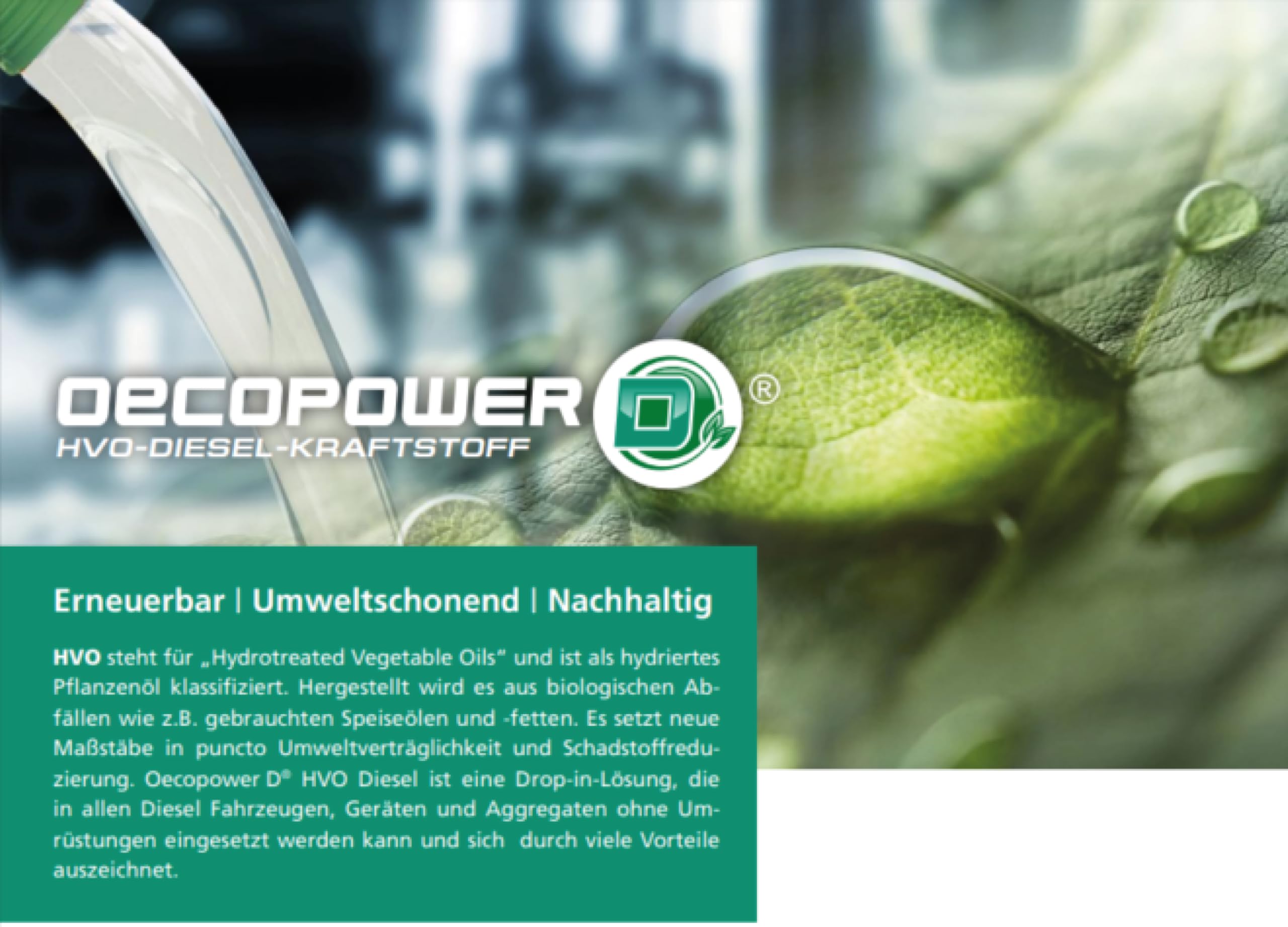 OEST Oecopower D HVO 100 Diesel – 20L Umweltfreundlicher Premium-Dieselkraftstoff | Emissionsarm & geruchsreduziert | Perfekt für Motoren, Generatoren & Stapler | DIN EN 15940 zertifiziert