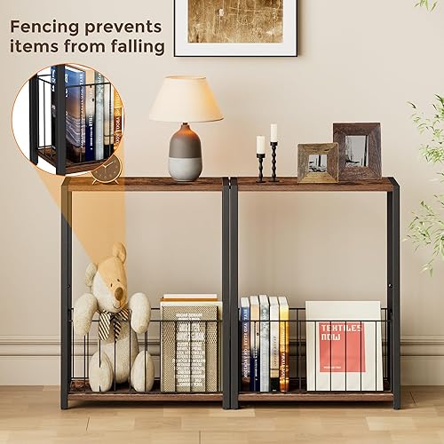 Miniatura 4 de Mesa auxiliar estrecha con soporte para revista, mesa auxiliar delgada perfecta para espacios pequeños, diseño que ahorra espacio para sala de