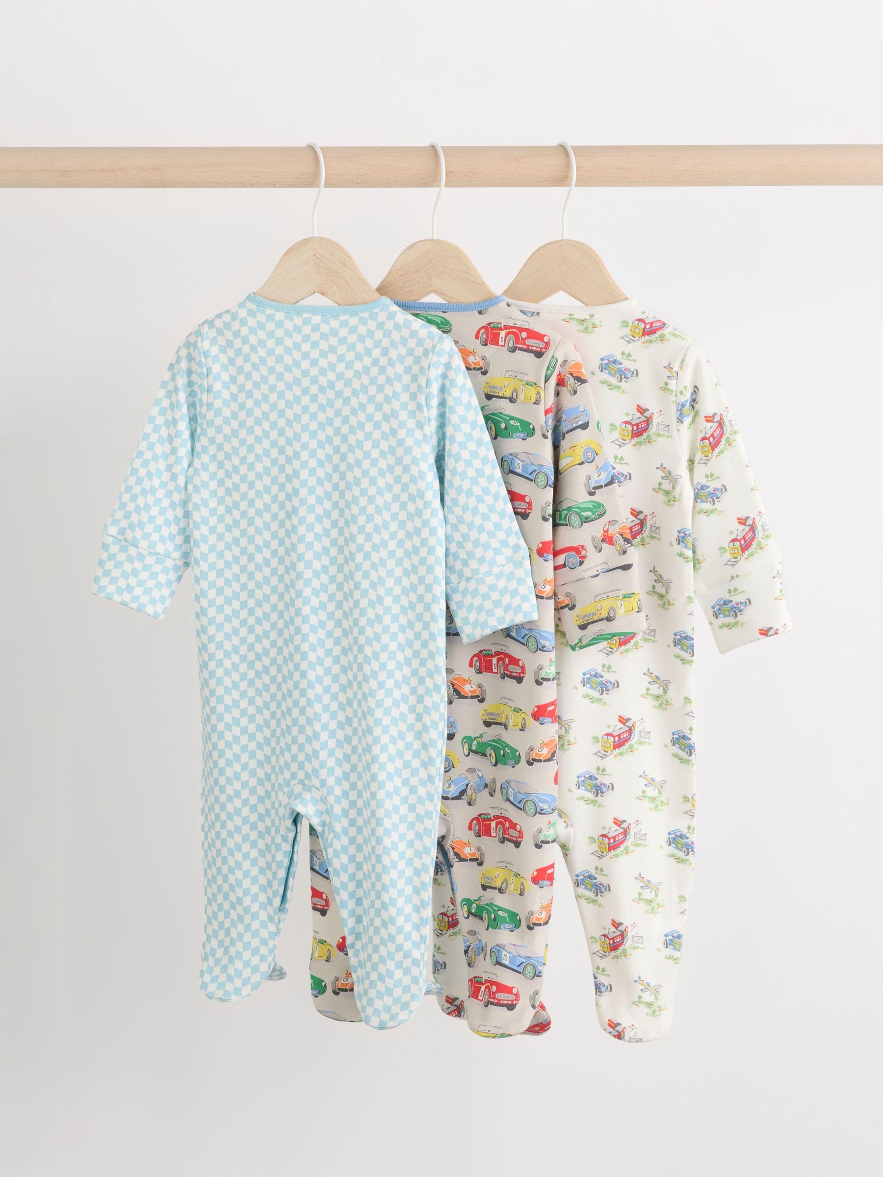NEXT Bambini Cath Kidston - Confezione da 3 Tutine per Neonati in 100% Cotone con macchinine