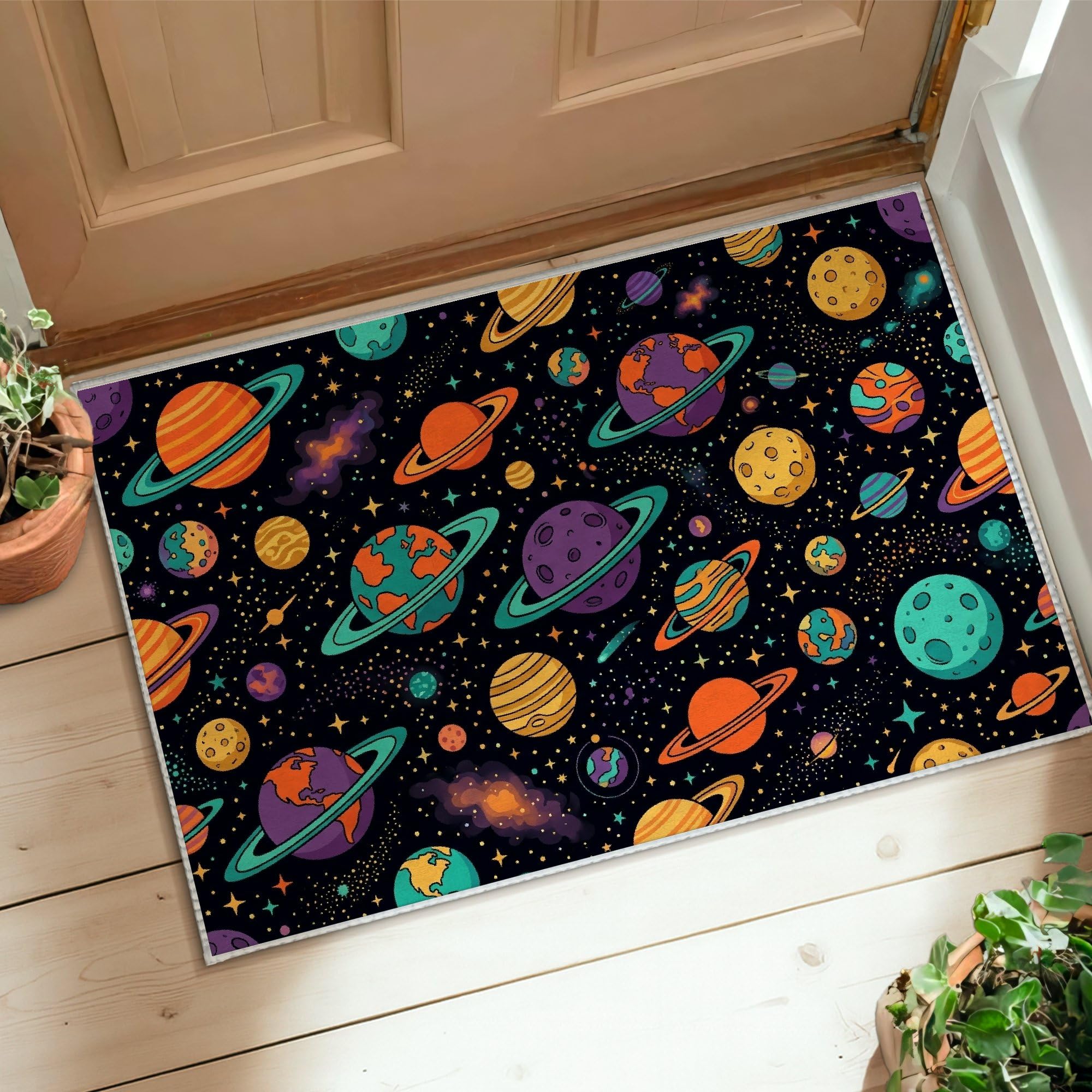 Tapis de sol planètes antidérapant 61x90cm pour éviter les glissades en entrée