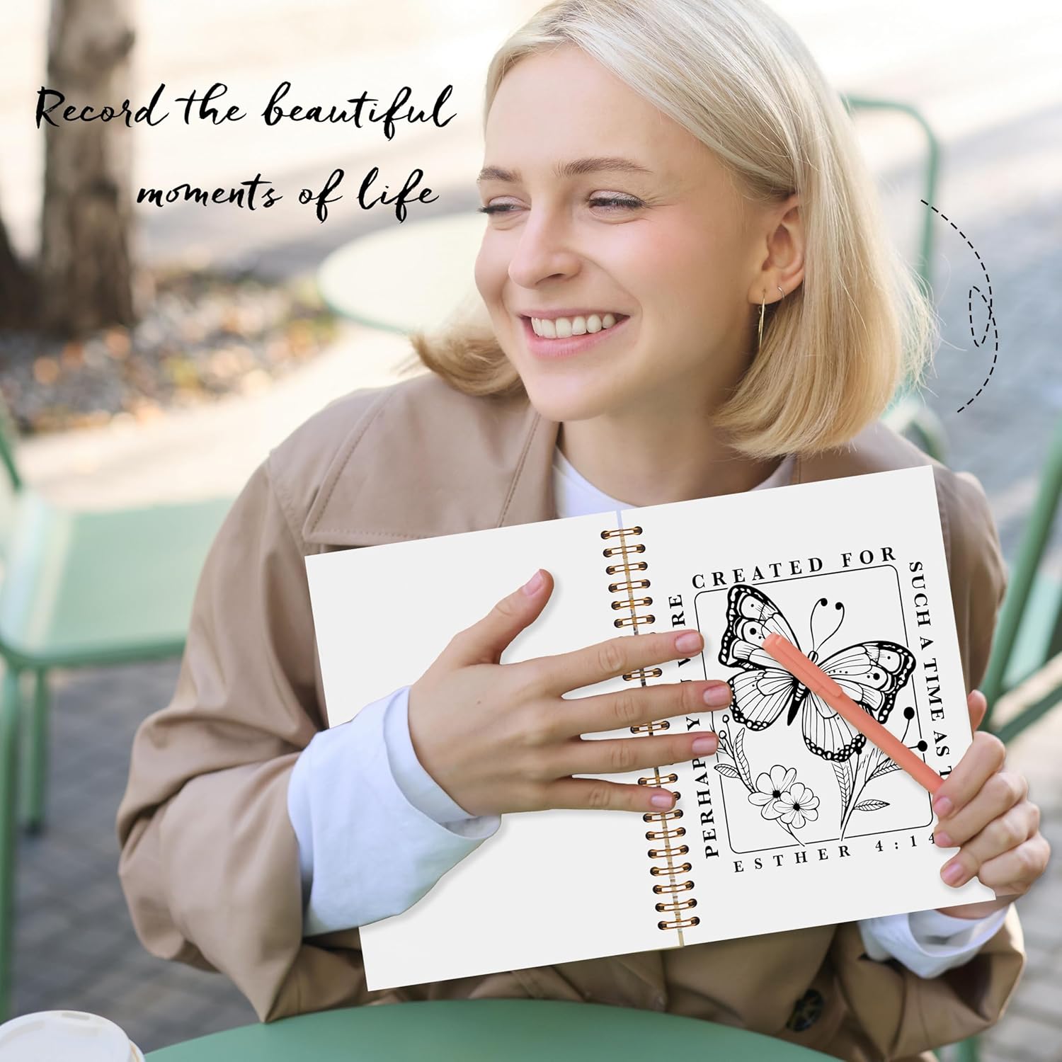 Floral Butterfly Christian Spiral Notebook, Christian Gifts for Women, Esther 4:14 Prayer Bible Journal Journaling for Woman, Faith Based Gifts, 5.5x8.3 - Image 3