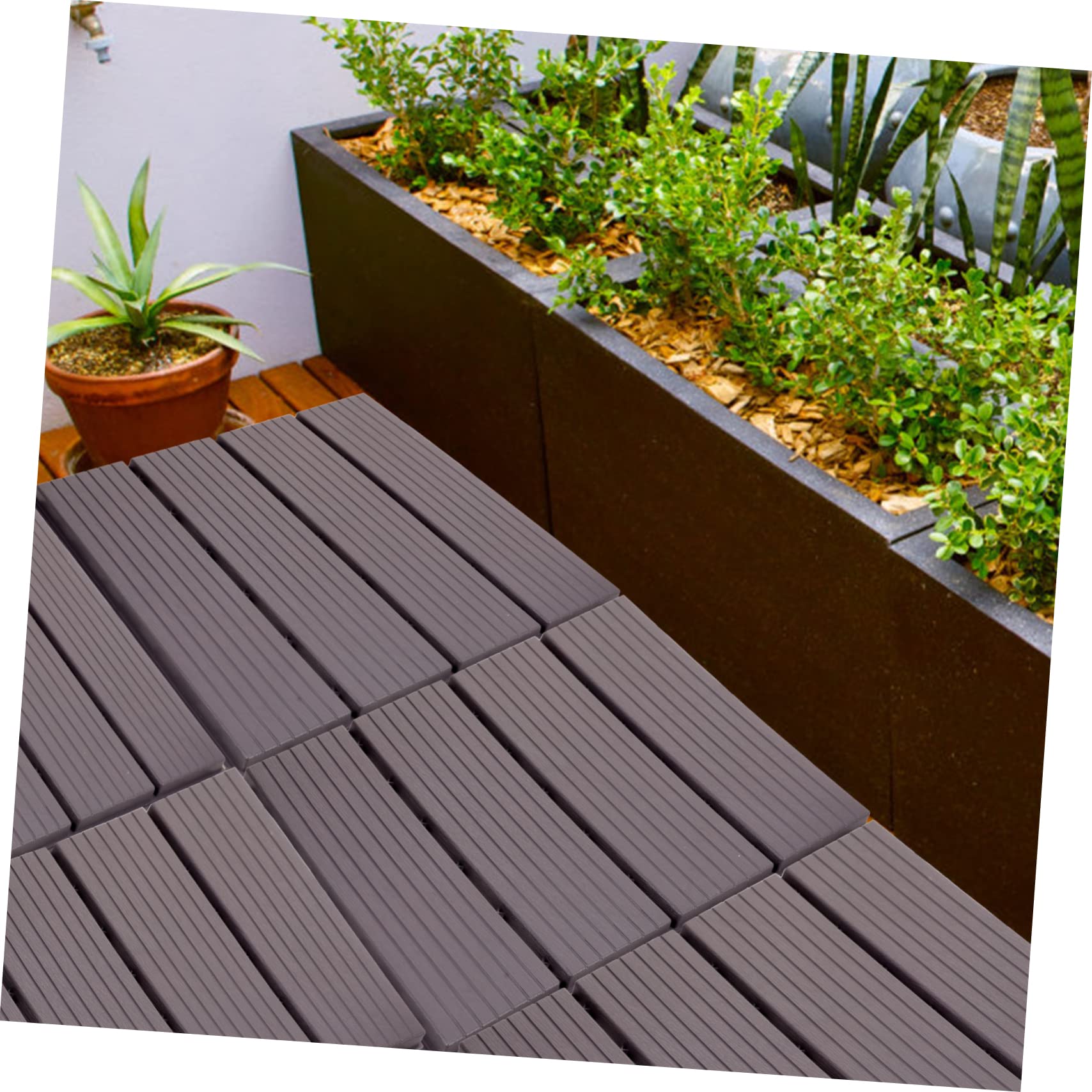 Housoutil Azulejos para Pisos de Exterior 4 Piezas Baldosas Entrelazadas para Terraza de Patio Decoración del Hogar de Plástico