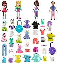 Polly Pocket, Conjunto de Brinquedo Aventuras no Rio com 4 Bonecas e 49 Peças de Moda, Para crianças a partir de 4 anos