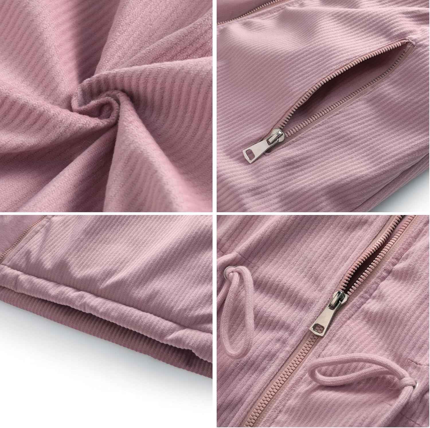 MODFUL Women's Faux Fur Hooded Parka Mid Length Corduroy Winter Coat with Drawstring Waist Jacket - Image 2