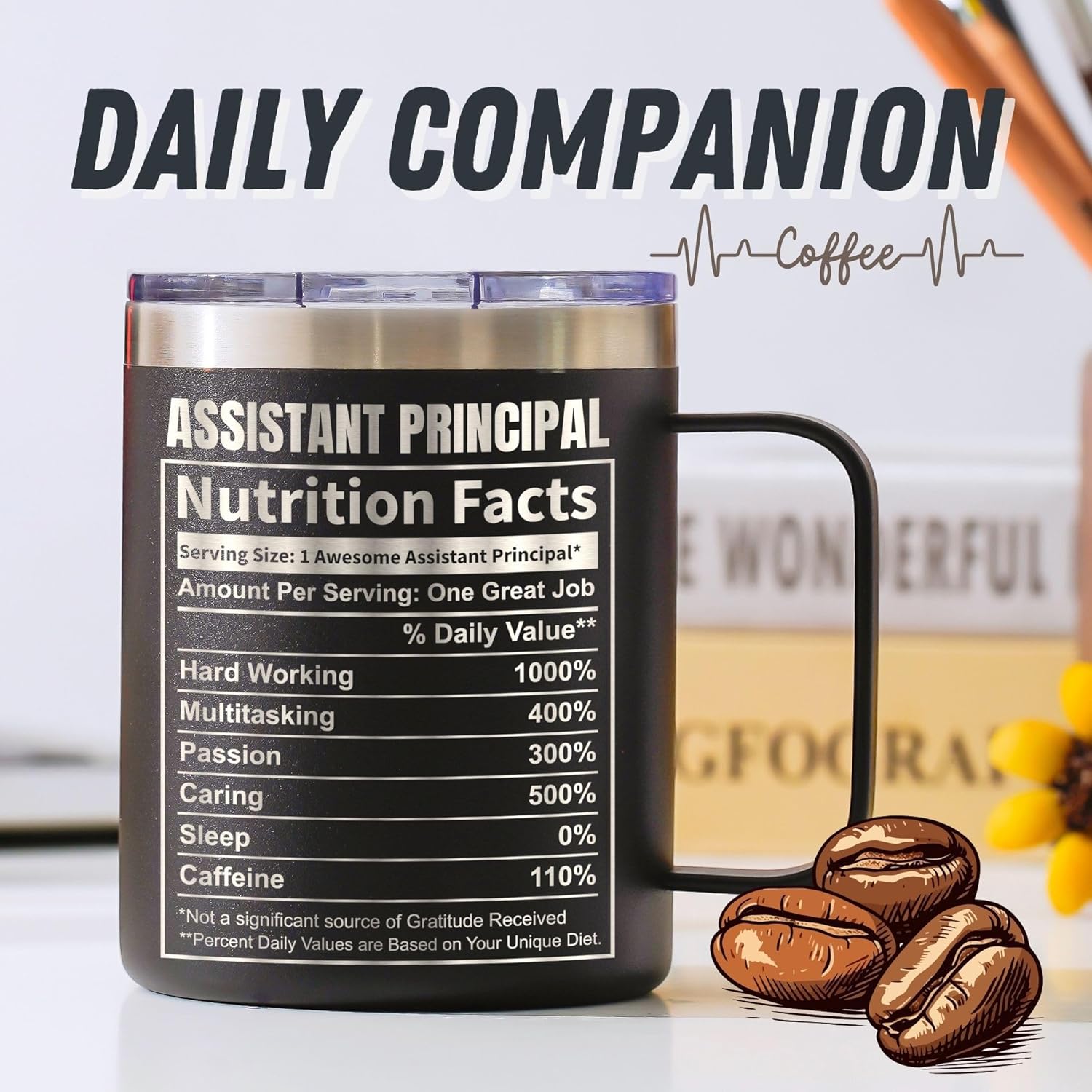 Onebttl Assistant Principal Appreciation Gifts, Christmas Principal Day Gift for Men, Women, 12oz Stainless Steel Coffee Mug with Handle & Lid - Assistant Principal, PRIN12-01-BK-AP - Image 4