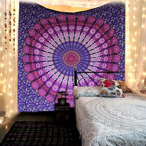 Miniatura 5 de raajsee Tapiz morado - El mejor mandala para colgar en la pared, tapiz de mandala para dormitorio, tamaño mediano (52 x 60 pulgadas 52.0 x 59.8 in)