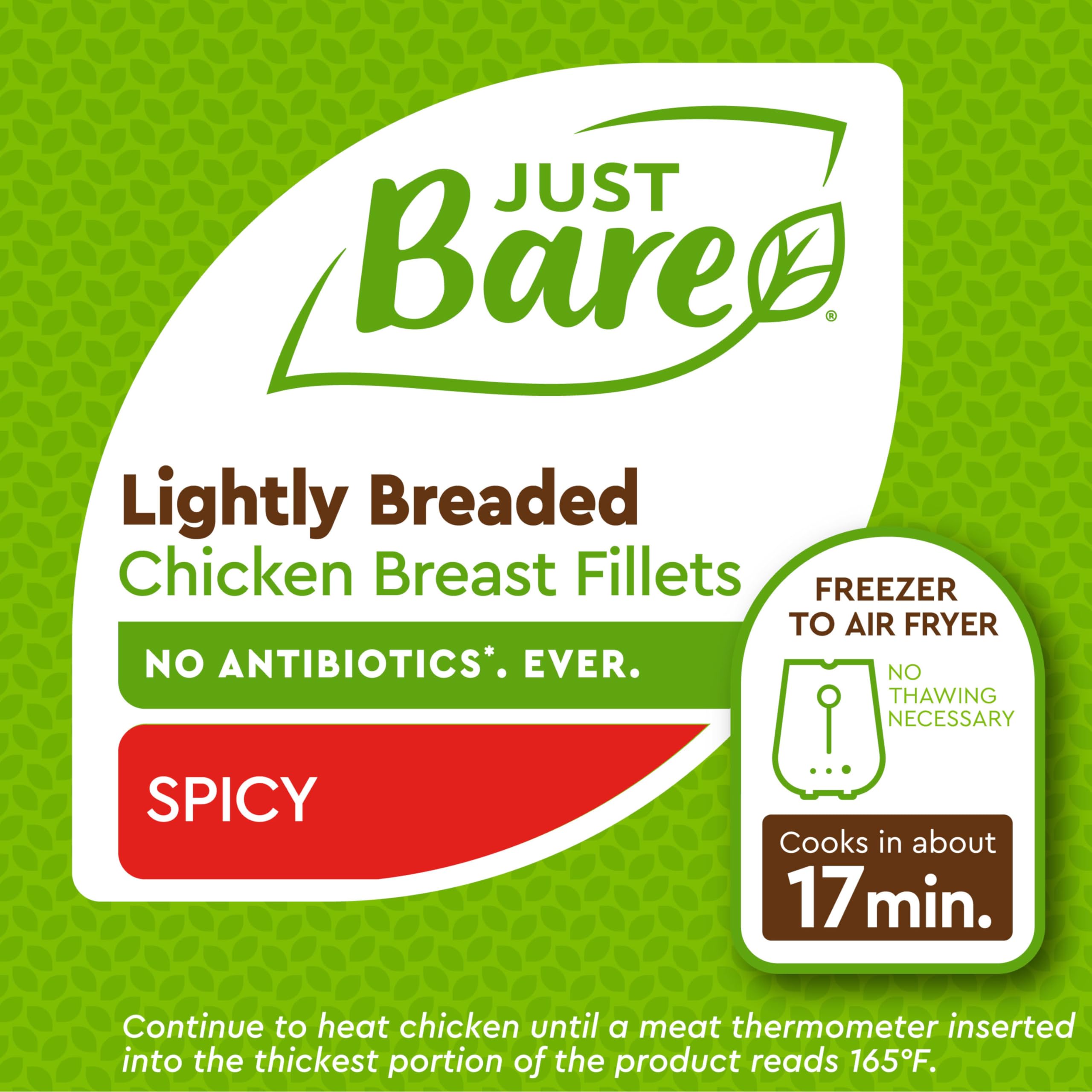 Just Bare Chicken Lightly Breaded Spicy Breast Fillets Fully Cooked 22 G Protein Frozen 1 50 LB — view 5