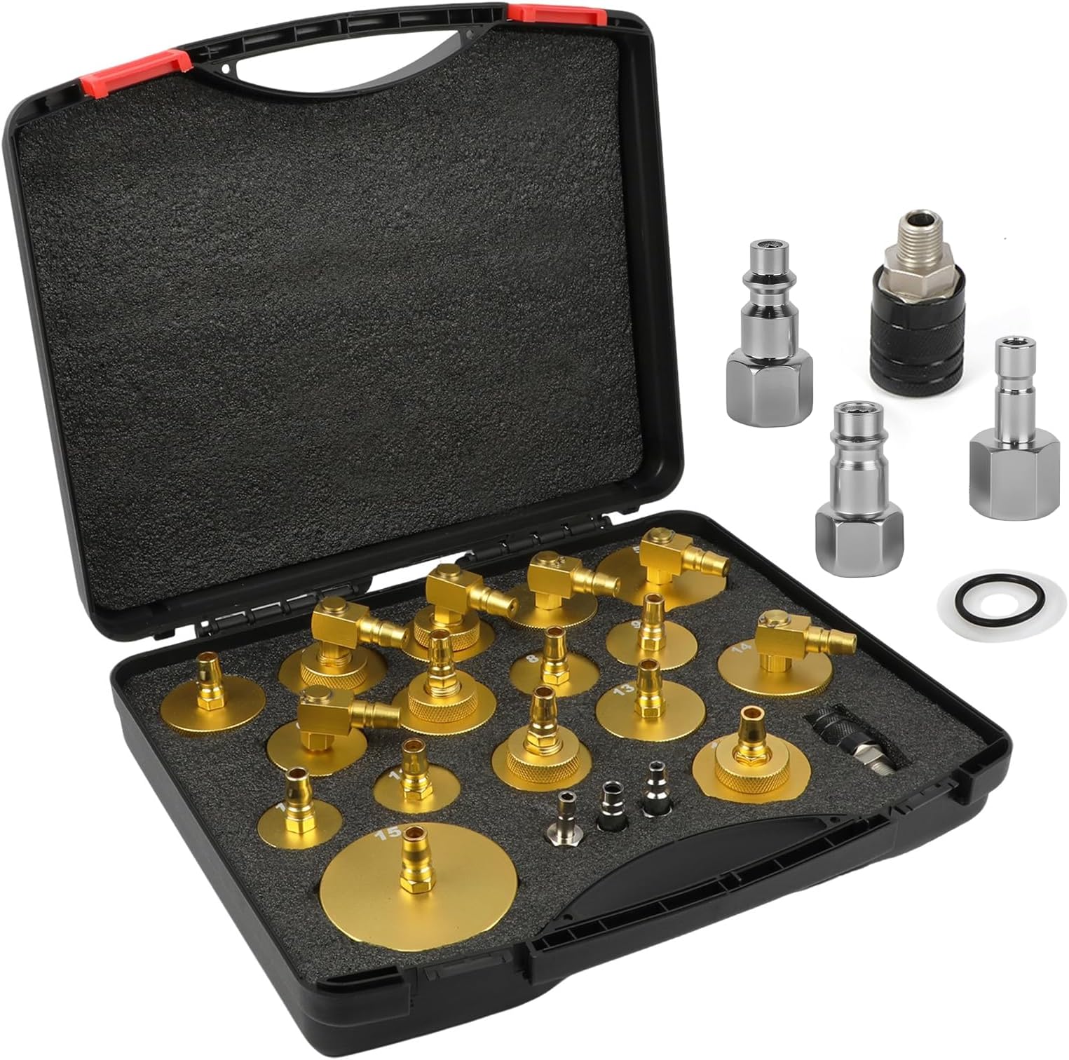 Master Cylinder Bleeder Kit, 20PCS Brake Bleeder Adapter Kit, Aluminum Material, Brake Pressure Bleeding Set with Quick Connector, for Most Vehicles