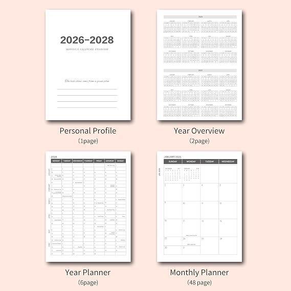 Monthly Planner 2026-2028, 36-Month Calendar, 8.5 x 11, Spiral Bound