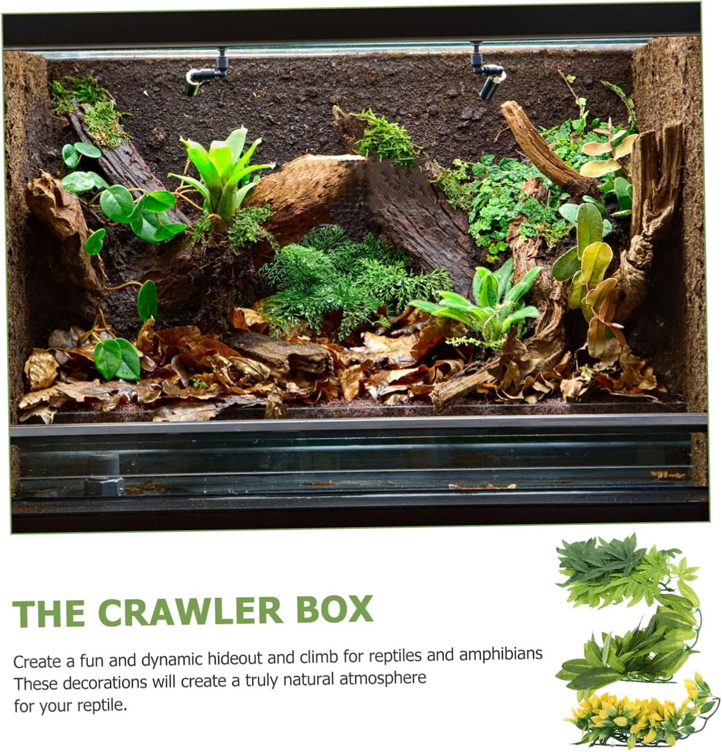 Housoutil 2sets Look for Your Reptile Tank Terrarium Artificial Plants Suction Cups Fake Plant Ornaments for Relaxing Space 3pcs*2