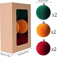 Vista 7 de Amooca Bolas de Navidad grandes de 3.15 pulgadas, adornos flocados para colgar en el árbol de Navidad, decoración para colgar en el árbol