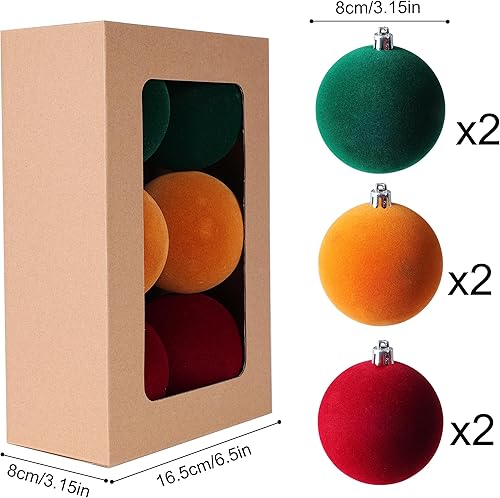 Miniatura 7 de Amooca Bolas de Navidad grandes de 3.15 pulgadas, adornos flocados para colgar en el árbol de Navidad, decoración para colgar en el árbol