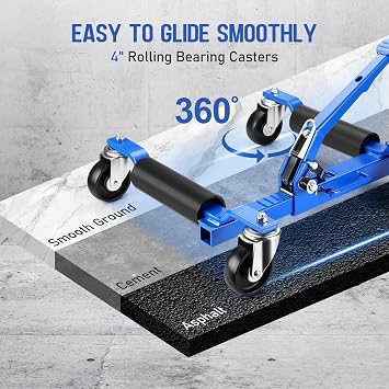 Car Dolly Set of 4 with Tire Jack, 6000 LBS Wheel Dolly for Vehicle Moving
