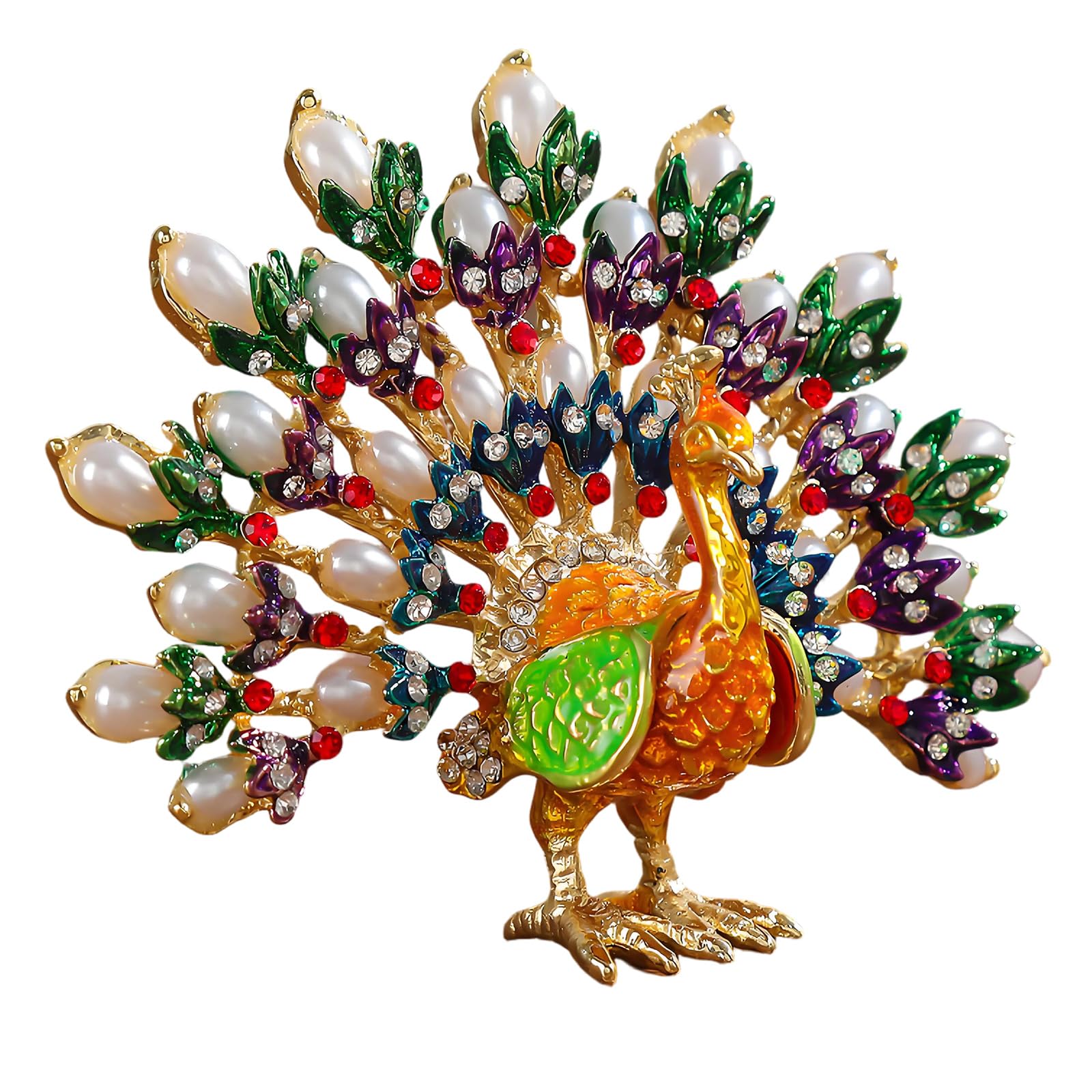 Decorative Trinket Box Colorful Bird Figurine, Glossy Finish and Stone-Look Accents for Vanity Jewelry Storage, Tabletop Display, and Dresser Use Figurine Jewelry Box Decorative Trinket Tabletop Bird