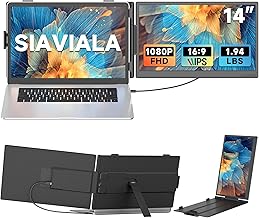 Monitor Portátil Pantalla Portatil de 14" IPS 1080P FHD, Pantalla Portatil Extensible para Laptops 13-17.3", Extensor Pantalla Portatil con USB-C / HDMI, Plug & Play para Mac / Android / Chrome