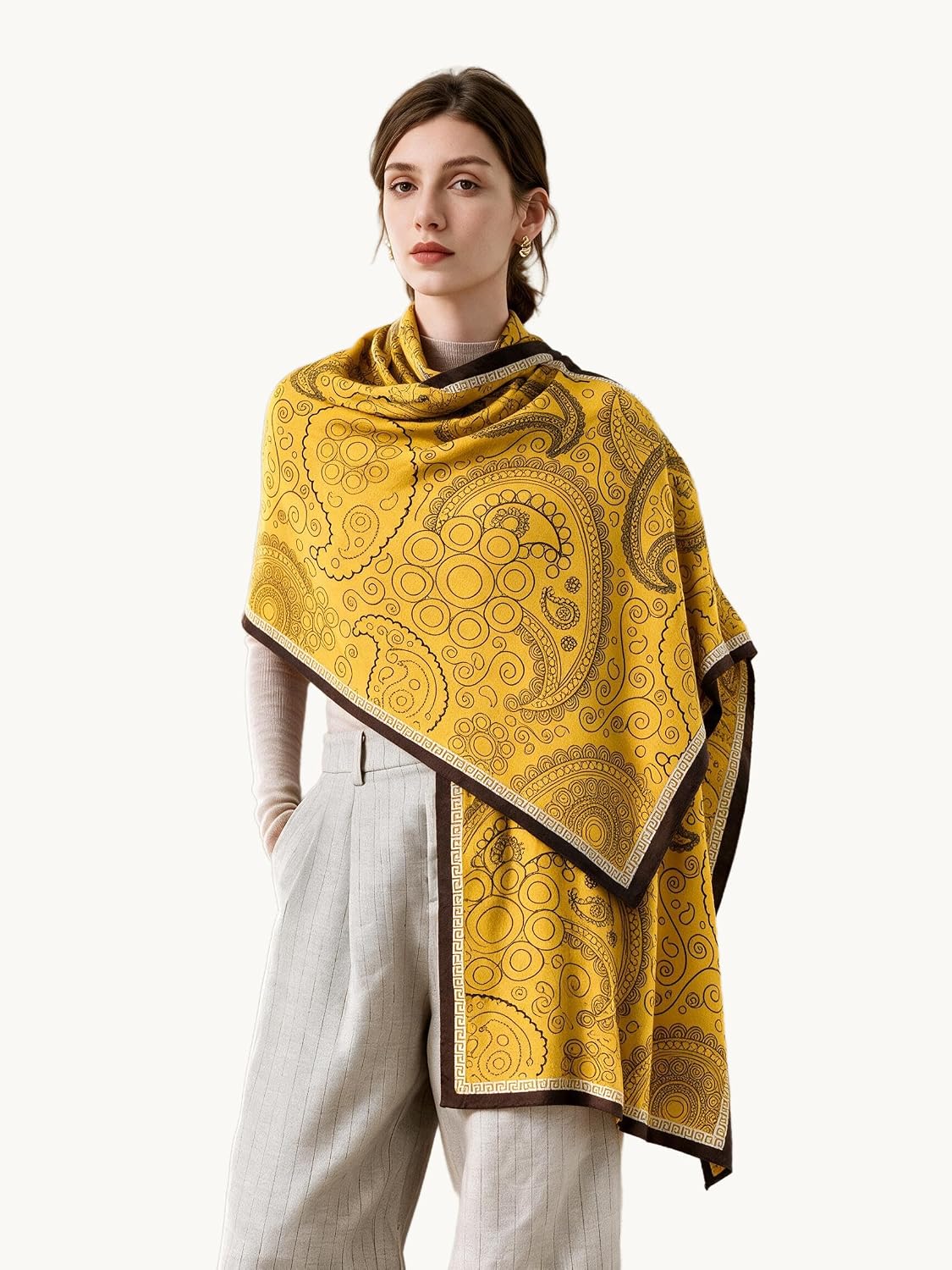 Women's Oversized Pashmina Scarf - Luxurious Wool Feel Shawl Wrap, Warm Winter Accessory with Gift Packaging