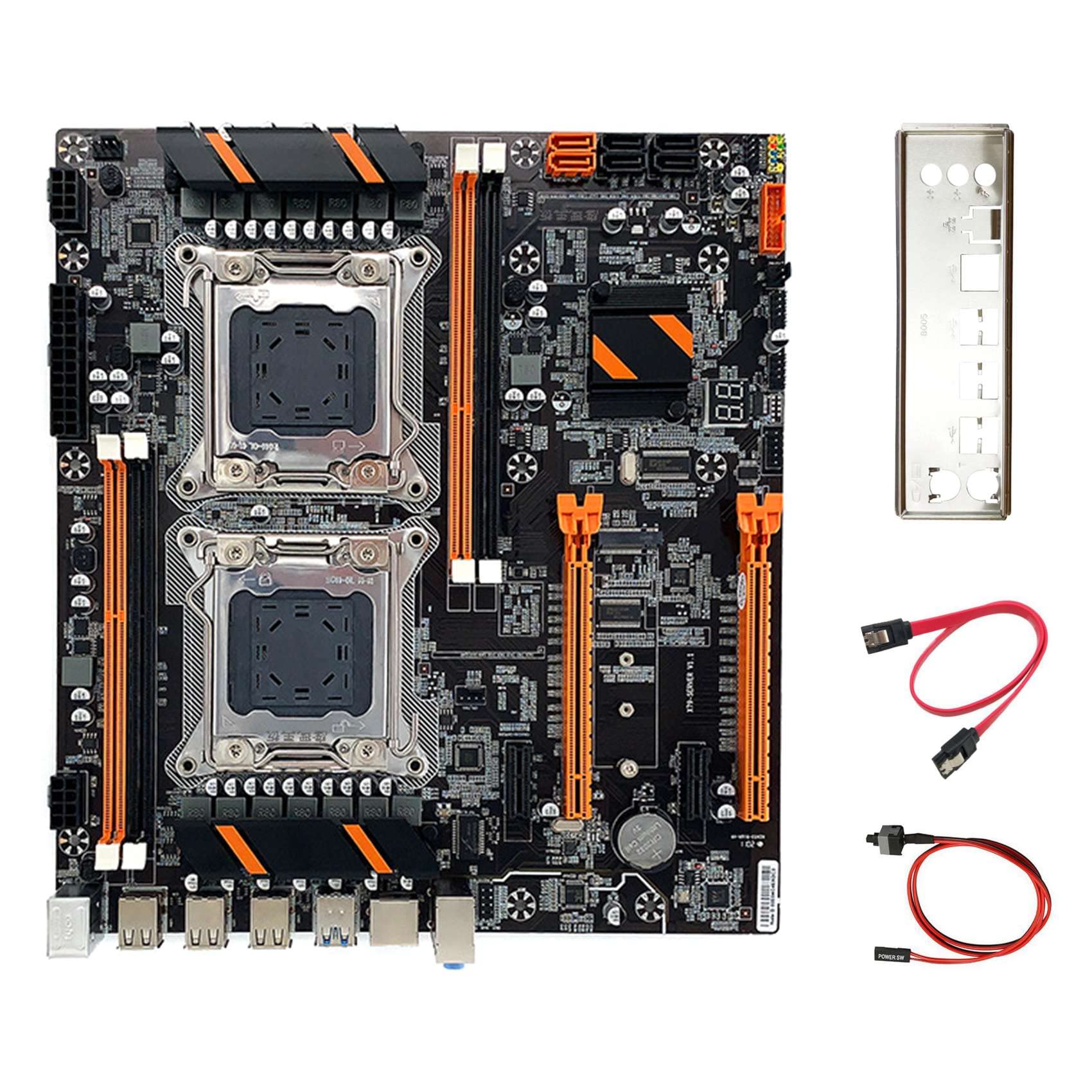 Milkvetch X79 Motherboard Dual CPU Slot LGA2011 Main Board USB3.0 PCI-E 3.0 16X PCI-E NVME M.2 SSD S