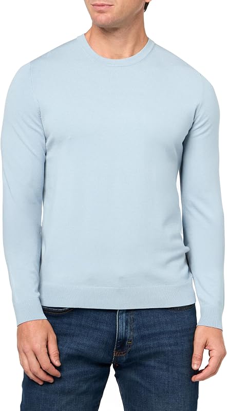 Suéter de punto liso con cuello redondo para hombre