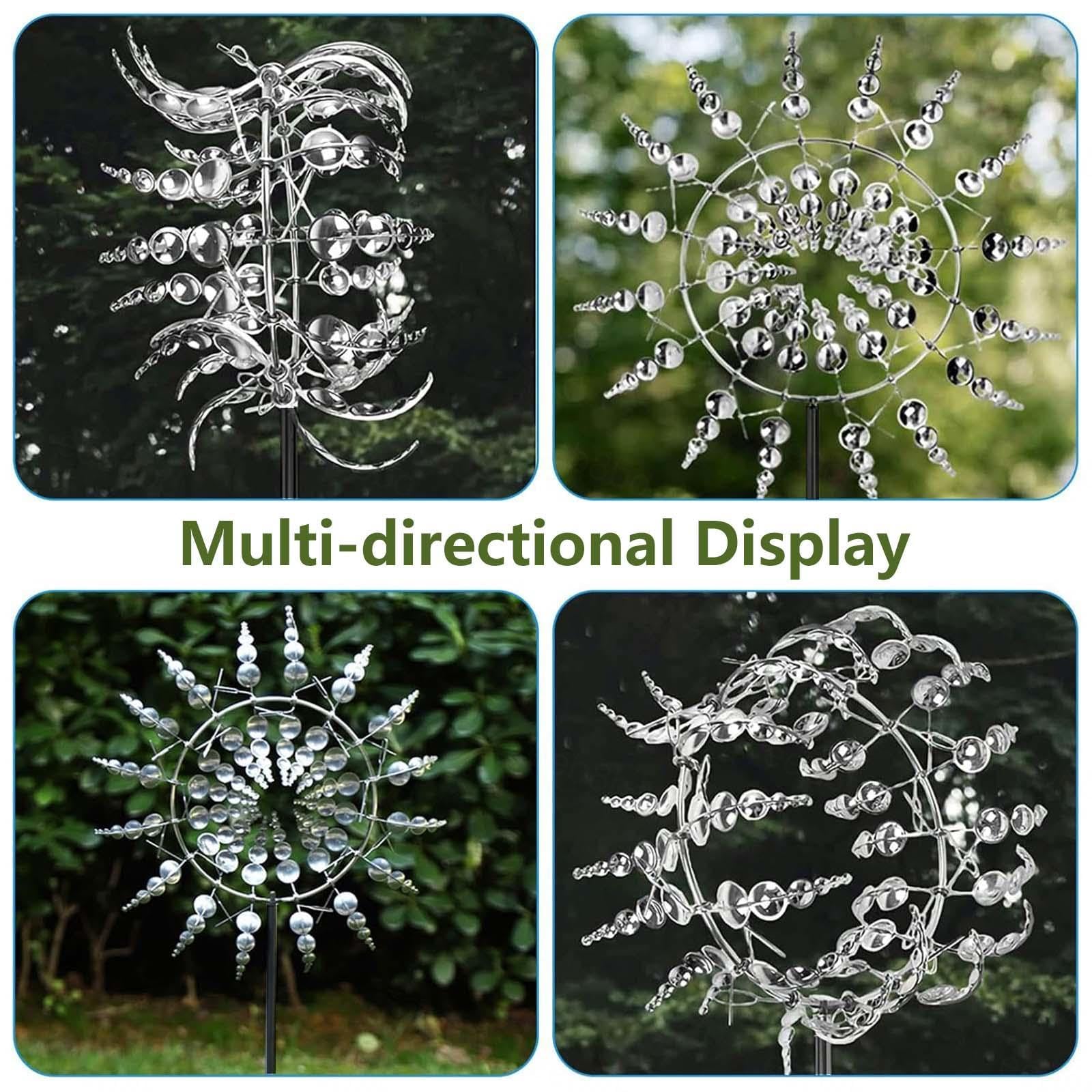 Lampy solarne, dzwonki wietrzne do użytku na zewnątrz, z oświetleniem LED, wiatrak ogrodowy 3D, żelazny wiatrak, z metalu, do użytku na zewnątrz, na taras, złote