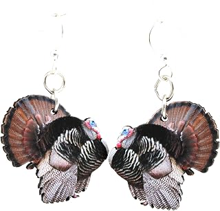 Green Tree Jewelry Wild Turkey Wooden Laser Cut Earrings #1547