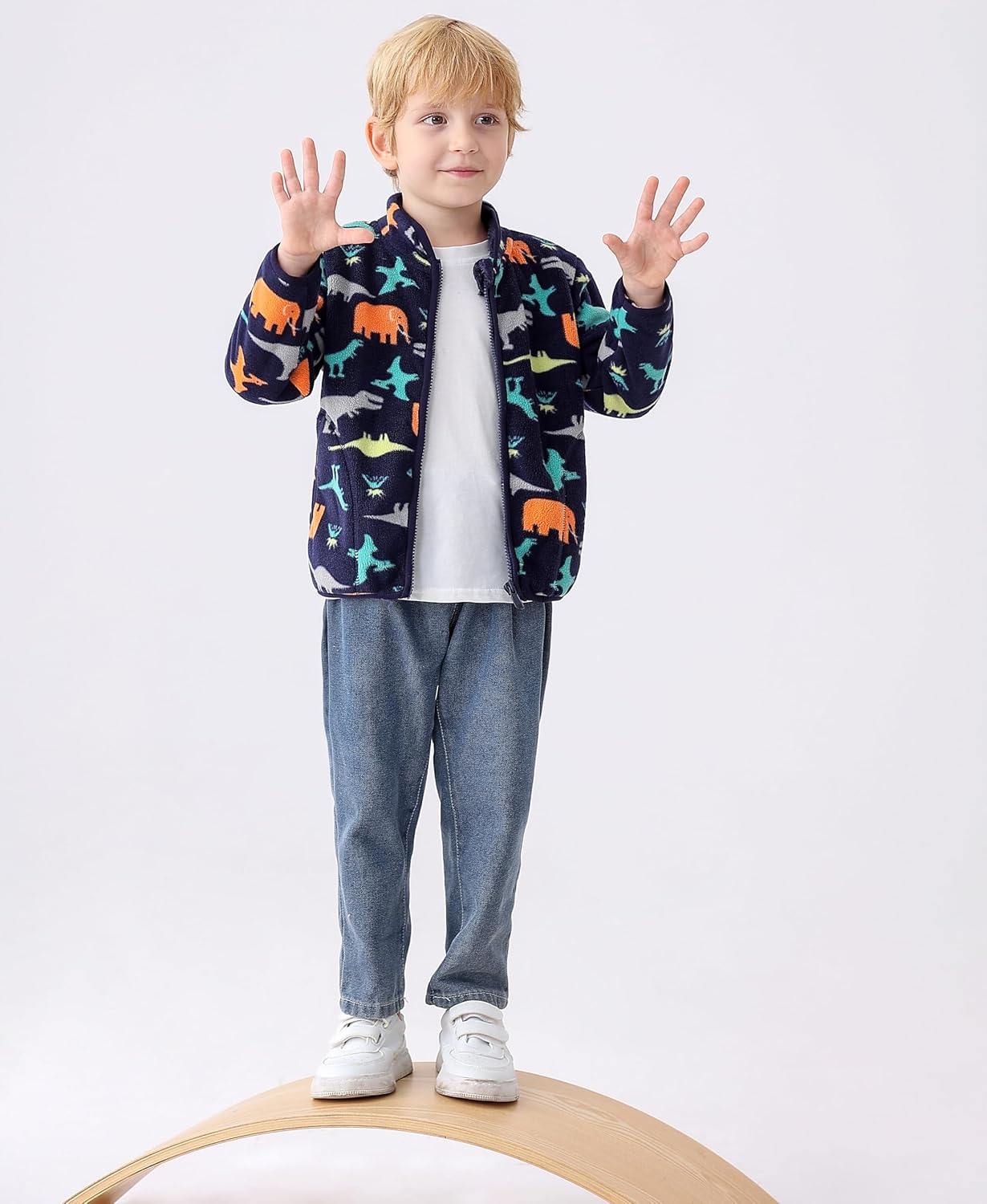 Feidoog Toddler Kids Polar Fleece Warm Jacket Baby Boys Girls Autumn Winter Zip-up Lightweight Long Sleeve Jacket - Image 2