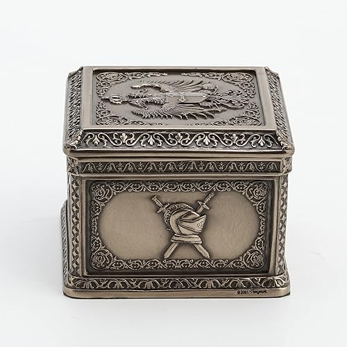 Miniatura 5 de Veronese Design Caja cuadrada de baratija con cresta de águila de doble cabeza imperio de 3 pulgadas de alto, escultura de resina fundida en frío