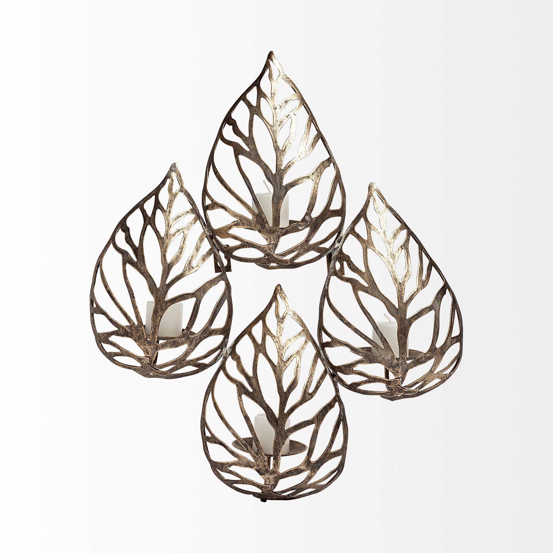 Mercana Furniture & Decor Four Sconce Lana II by Mercana Wall Candle Holders, 13.8L x 5.9W x 17.7H, Antiqued-Champagne