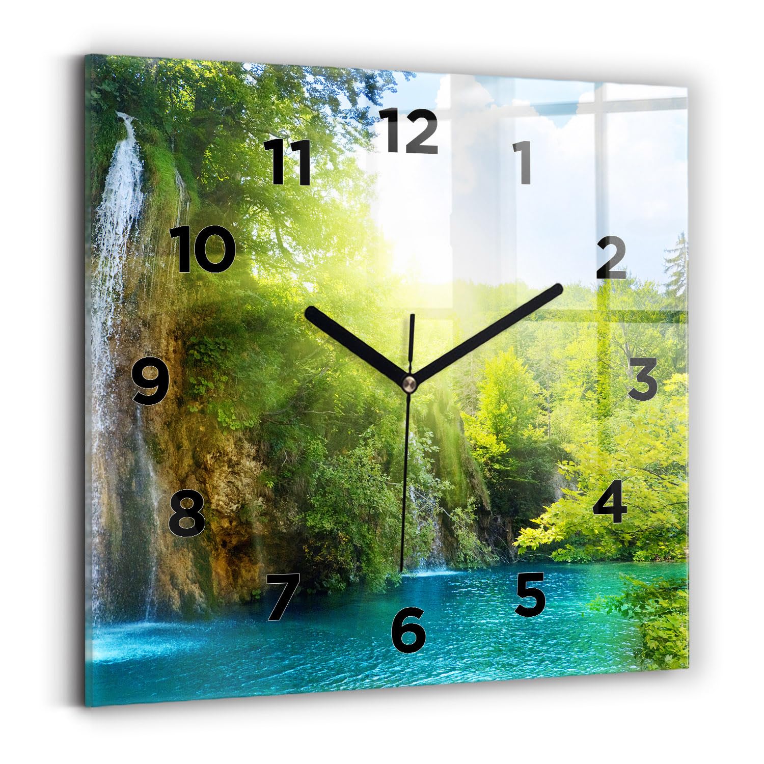 Horloge murale carrée 30x30 cm à batterie affichage numérique moderne et mécanisme silencieux