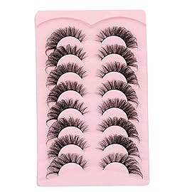 Gmagictobo False Eyelashes Cat Eye Lashes Pack Natural Look 3D Faux Mink Lashes Fox Eye Fake Eyelashes 8 Pairs