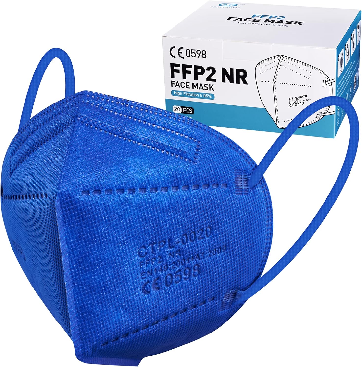 20pcs FFP2 Face Mask Coloured CE0598 Certification FFP2/KN95 Mask 5Layer Filter Rate ≥95