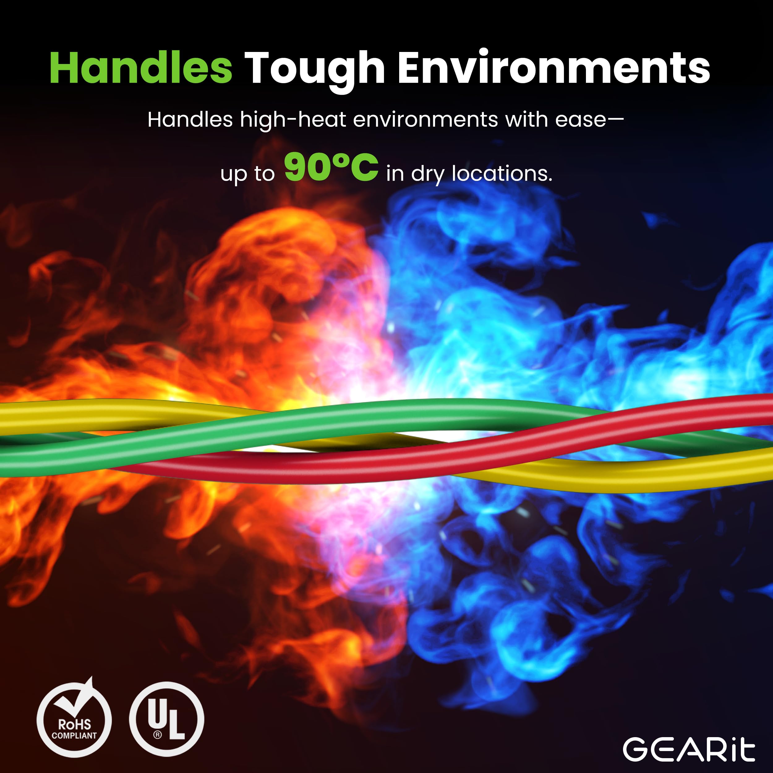 GEARit Cable THHN trenzado (calibre 10, 150 pies) 100% OFC, cable eléctrico para construcción, clasificado para hasta 600 voltios, conductor único, cubierta de nailon, certificación UL/RoHs, rojo, 150