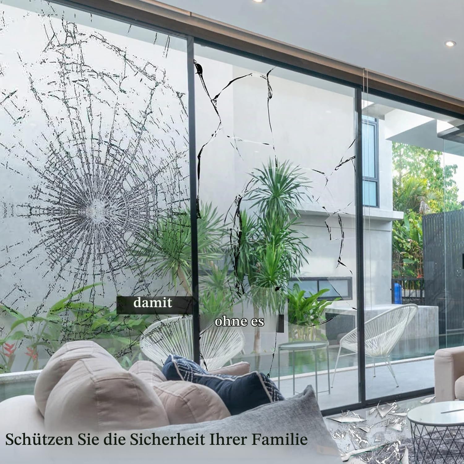 Shackcom Fensterfolie Selbsthaftend Fenster Splitterschutz Folie Sicherheitsfolie Glasschutzfolie Splitterschutzfolie Fensterfolie für Sicherheits Schutzfolie Autoscheibenfolie - 90x1000cm Transparent