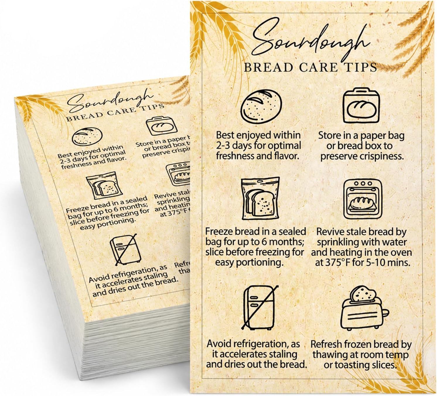 100 Pcs Sourdough Stickers 3.5x2.1 Sourdough Care Instructions Stickers