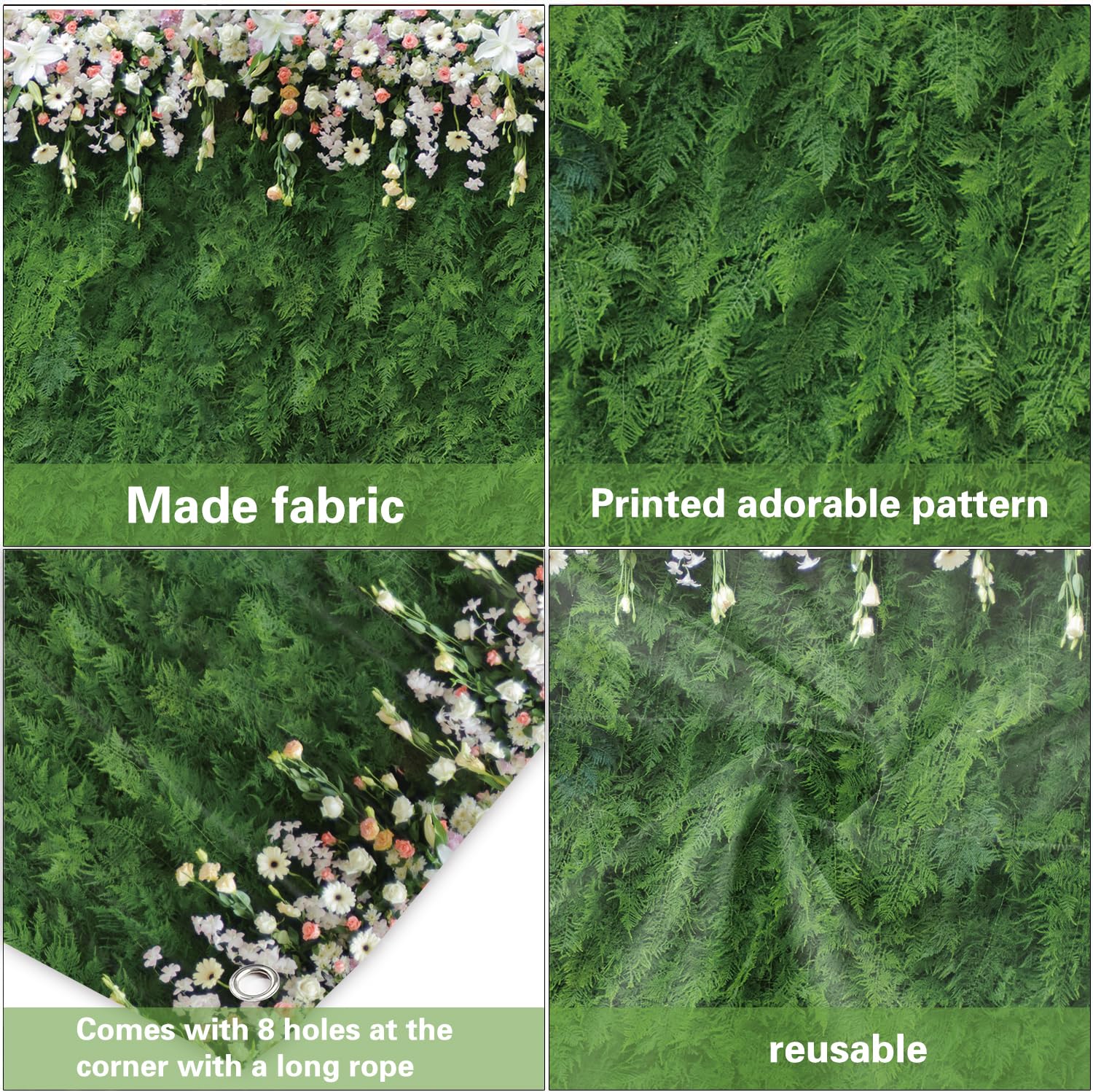 7x16ft Green Leaves Wall Banner – Garage Door Decoration, Spring Natural Scenery Backdrop For Parties, Bridal Showers, Birthdays