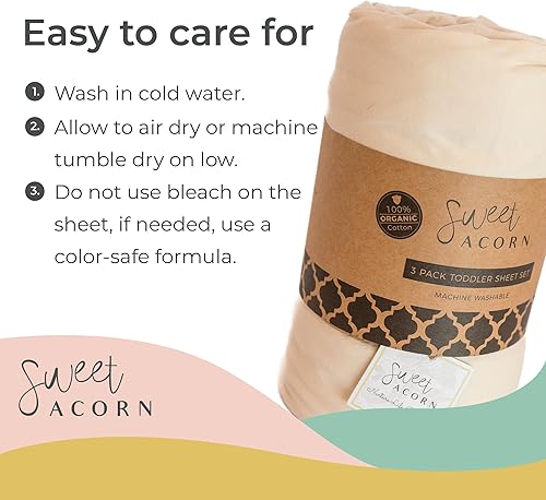 Miniatura 6 de Sábanas ajustables para cuna, ropa de cama de punto de jersey de algodón orgánico, se adapta a colchones estándar de cuna de bebé, 9 x 28 x 52