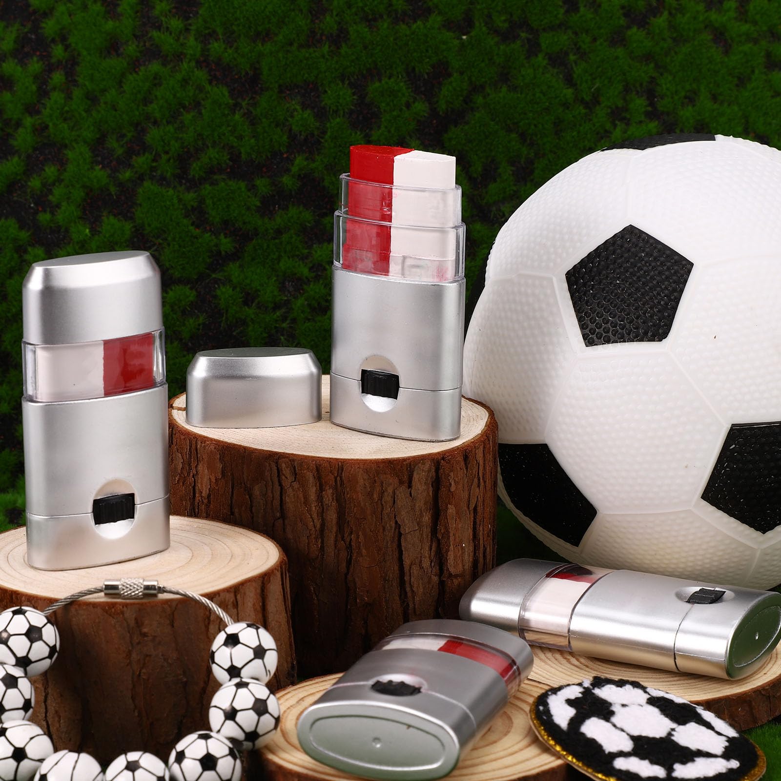 4szt Sportowy Sztyft Malowania Twarzy, Bezpieczna Ochrona Przed Oślepieniem 2-Kolorowa Farba Twarzy do Futbolu Nożnej Softballu Baseballu dla Dorosłych Sportowców (Czerwono-Biały)